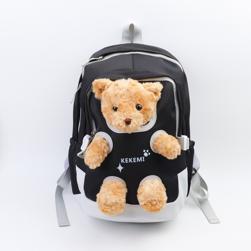 Stereoscopic Detachable Bear Backpack-Black