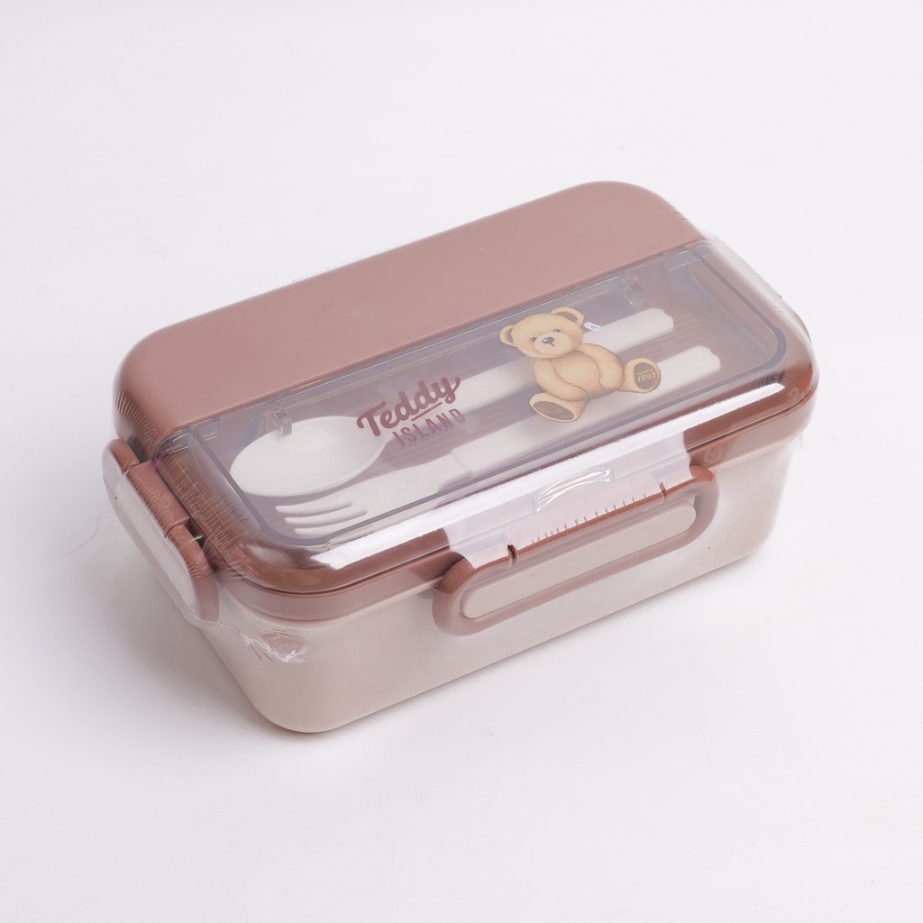 TEDDY ISLAND Lunch Box - 2-Layer 1500ml Coffee