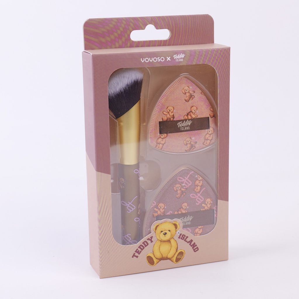 TEDDY ISLAND Series Foundation Makeup Brush Set 3pcs