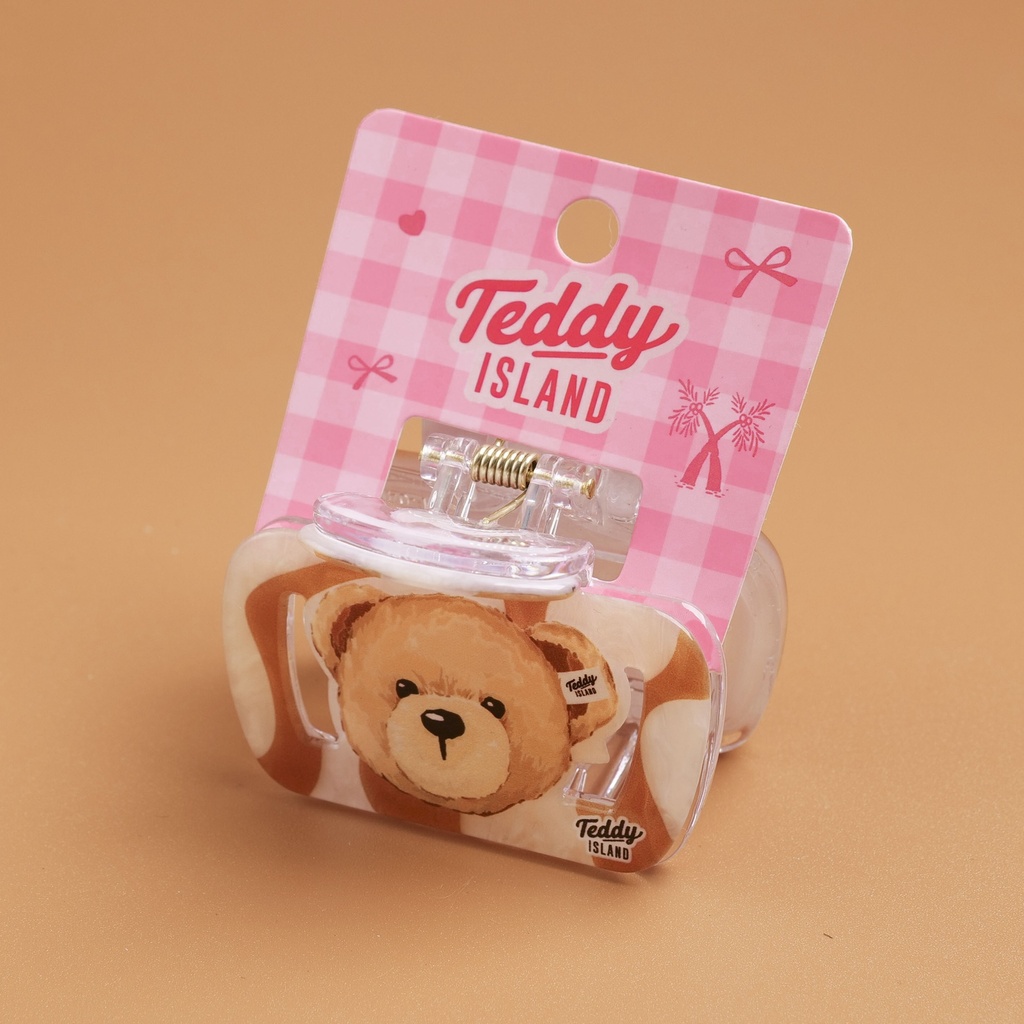 TEDDY ISLAND Series Bear Head Design Acrylic Hair Claw