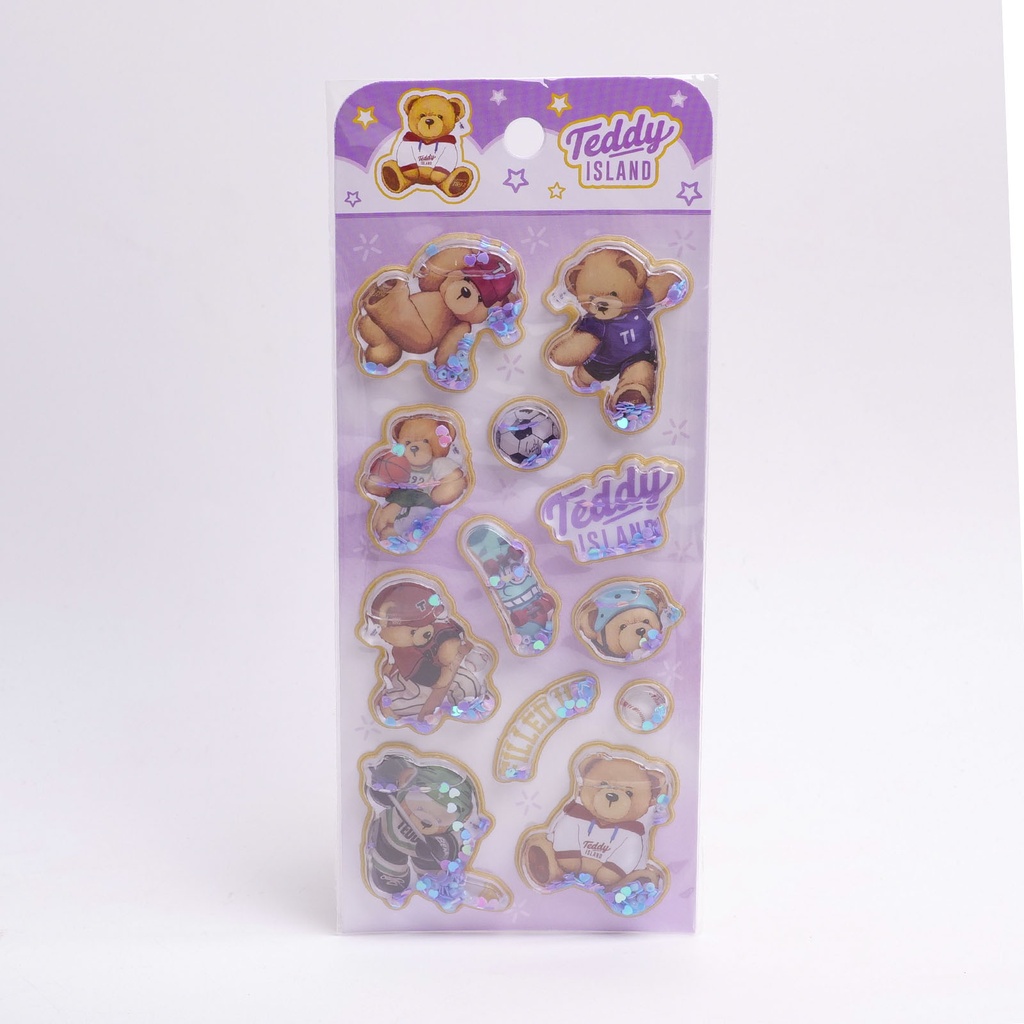 TEDDY ISLAND Series Oil-Ink Sticker (Blue + Purple)