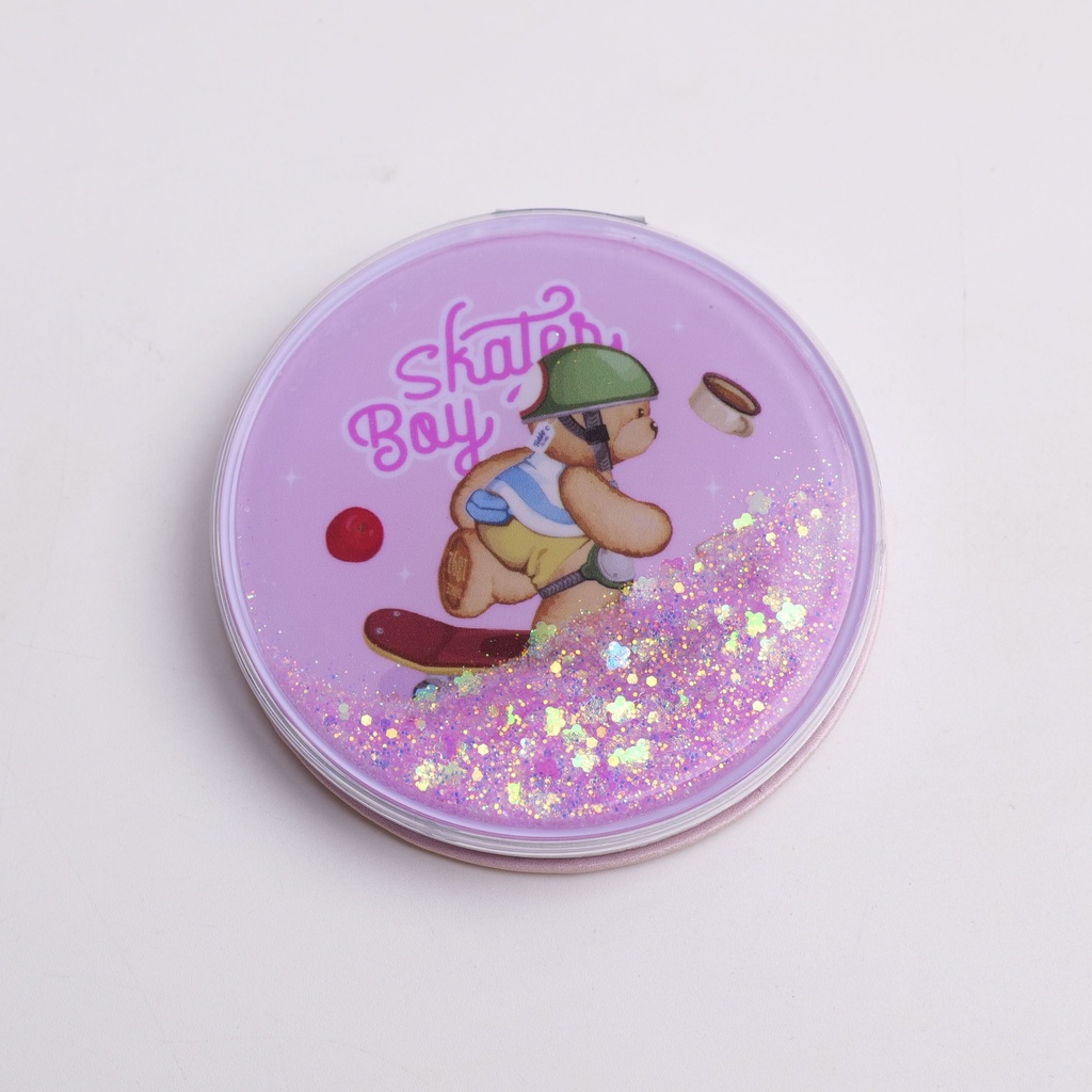 TEDDY ISLAND Series Flowing Sand Round Portable Mirror