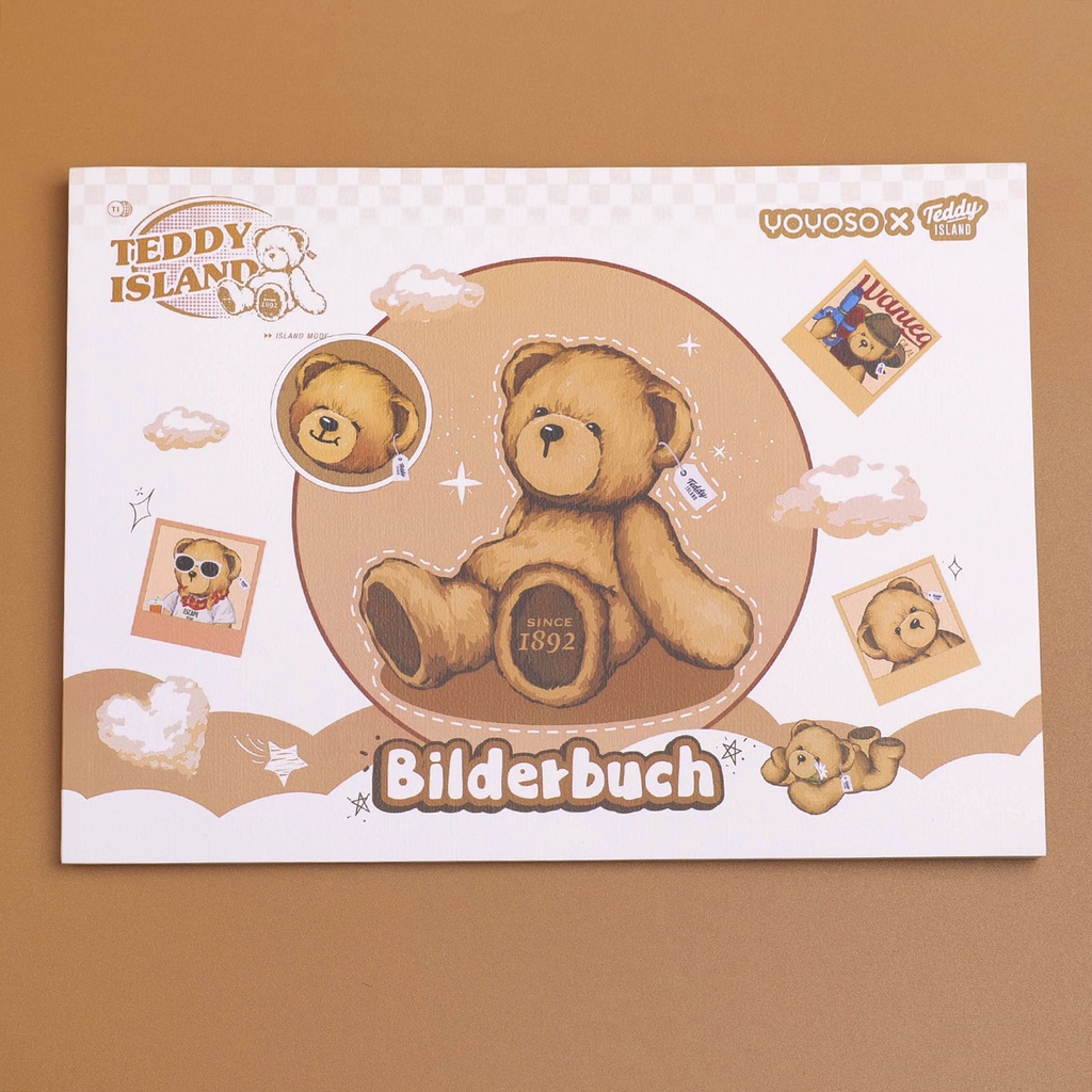 TEDDY ISLAND Series A4 Drawing Book - Beige (Blank Inner Page 28 PCS)