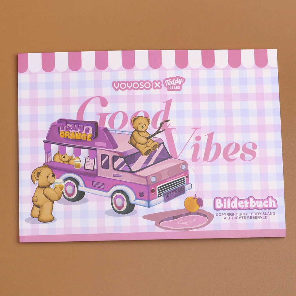 TEDDY ISLAND Series A4 Drawing Book - Pink (Blank Inner Page 28 PCS)