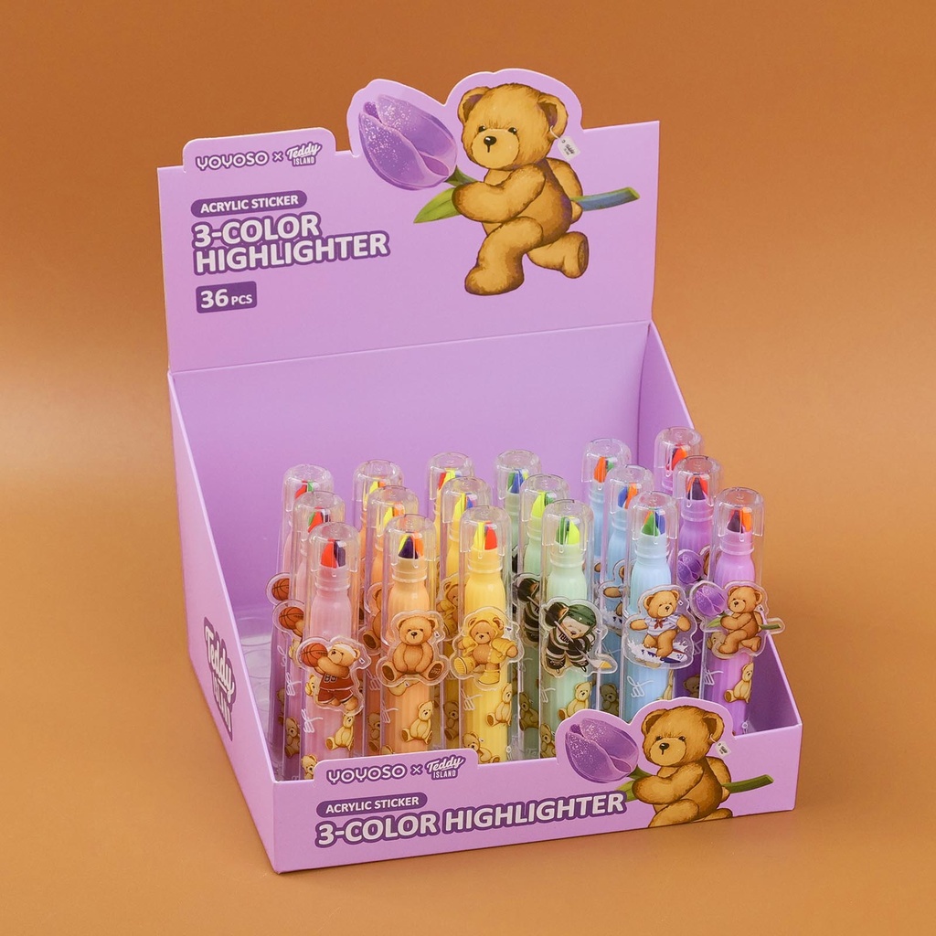 TEDDY ISLAND Series  Acrylic Sticker 3-color Highlighter