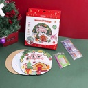 DIY Christmas Series - Christmas House Rhinestone Painting on Round Wooden Board