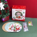 DIY Christmas Series - Santa Claus and Penguin Rhinestone Painting on Round Wood