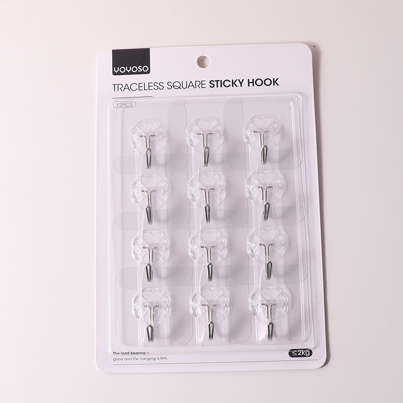 Traceless square sticky hook 12pcs set