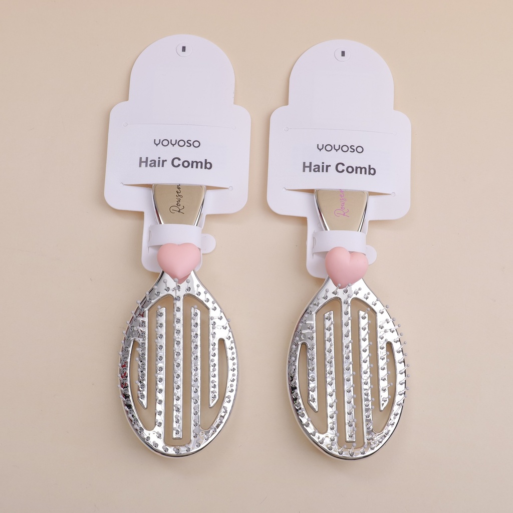 Electroplated Silver Series Heart-shaped Dry and Wet Dual-use Comb