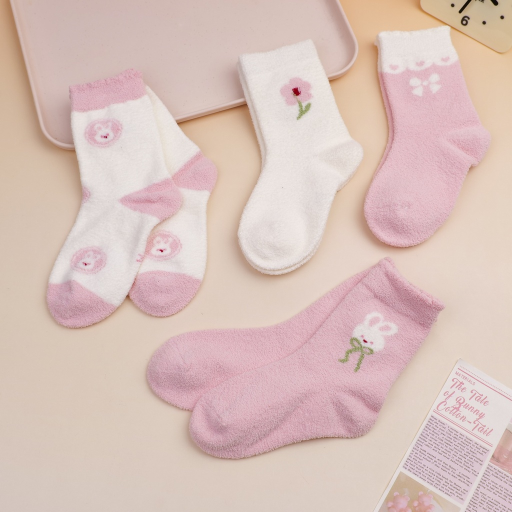 Two Pairs Pack of Pink Children's Mid-calf Socks