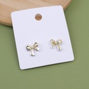 Sweet and gentle double bow earrings - silver