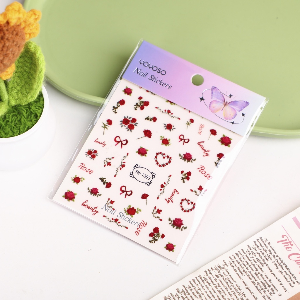 Scarlet Rose Nail Stickers