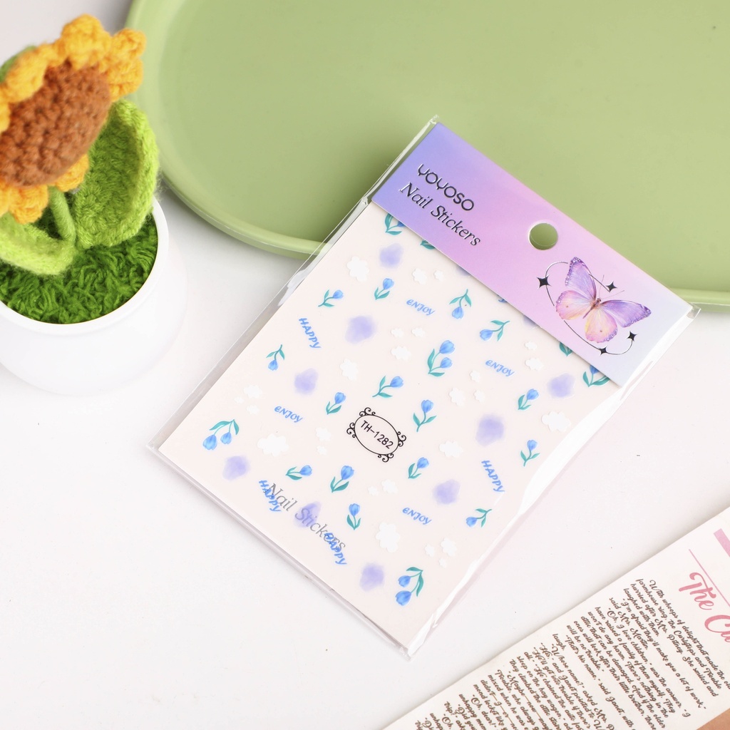 Azure Bloom Delight Nail Stickers