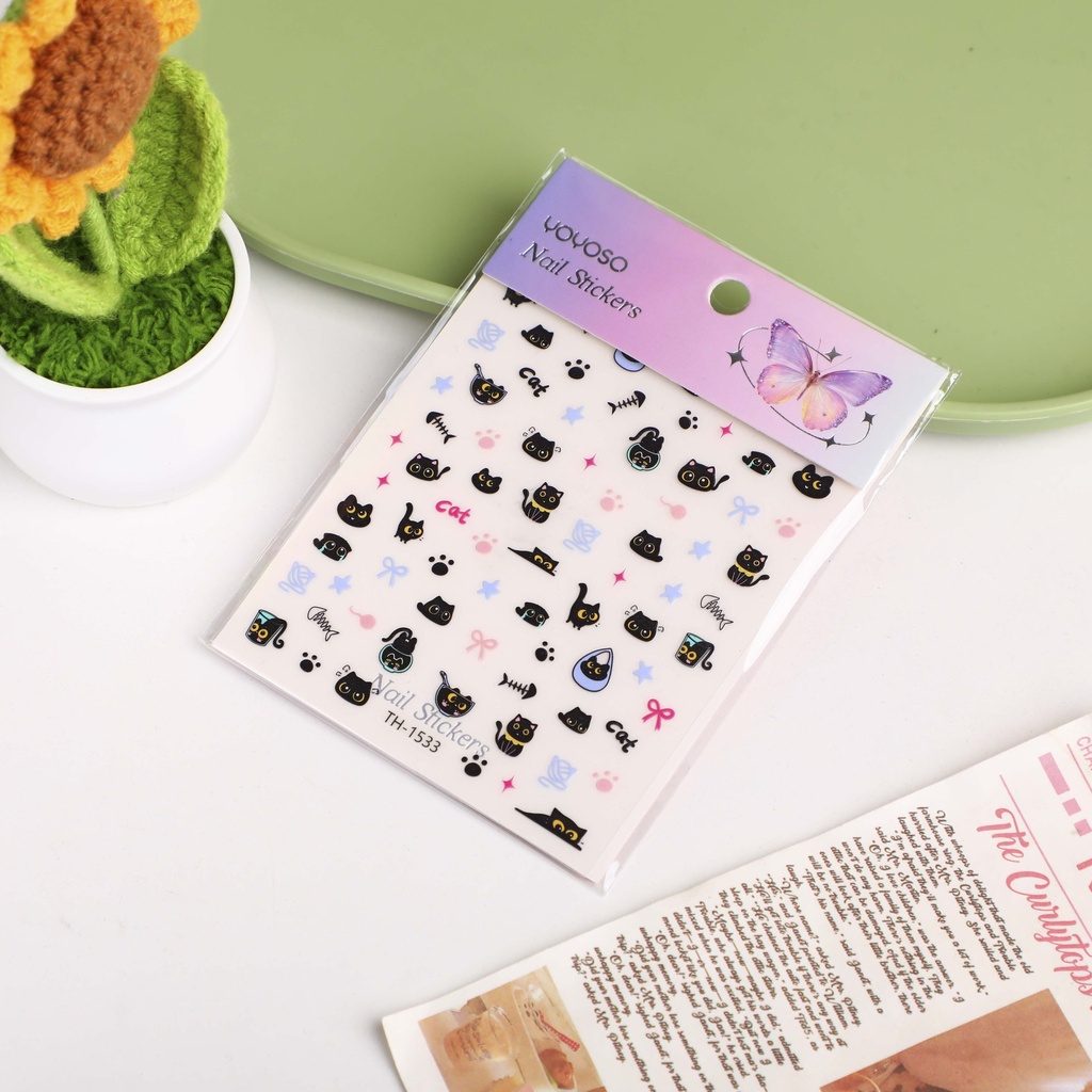 Kitten Silhouette Nail Stickers