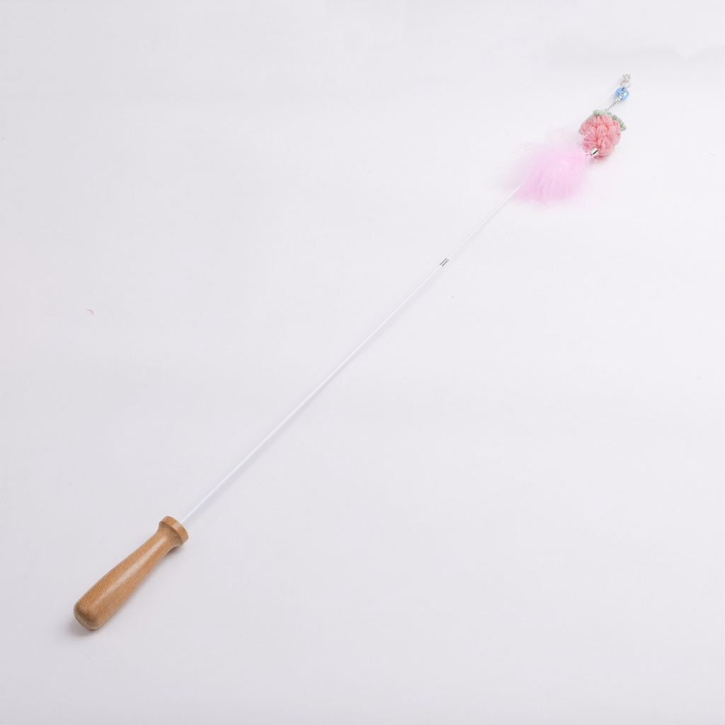 2-section pink strawberry cat teaser stick