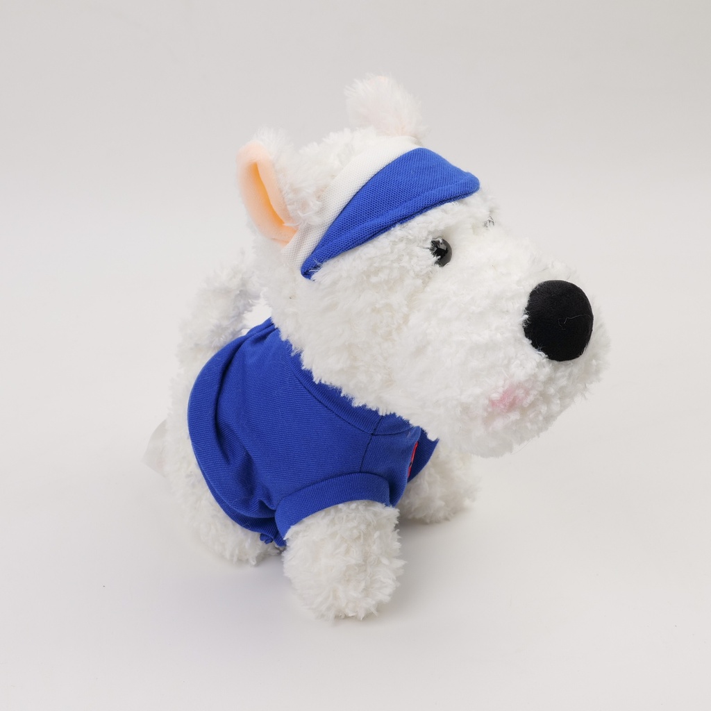 Blue Changeable Outfit Sitting Dog Plush Toy - 22cm(Plastic Eyeball)