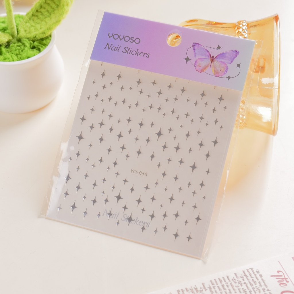 Silver Foil Star Nail Stickers
