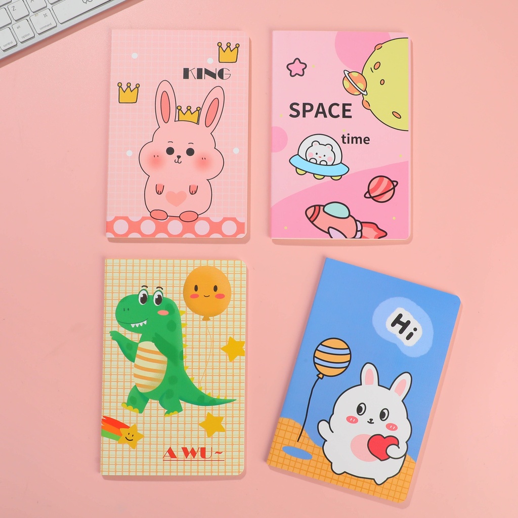 Cute Cartoon Stitched Notebook A5 - Lined Pages 32pcs