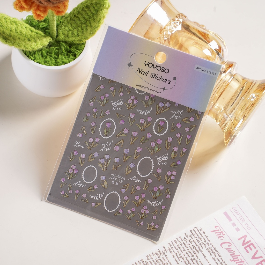 Gold Foil Tulip Nail Stickers