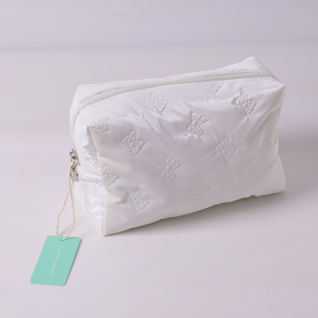 Butterfly octagon cosmetic bag – white