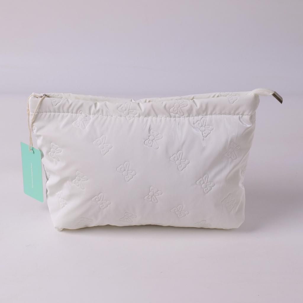 Butterfly clutch cosmetic bag – white