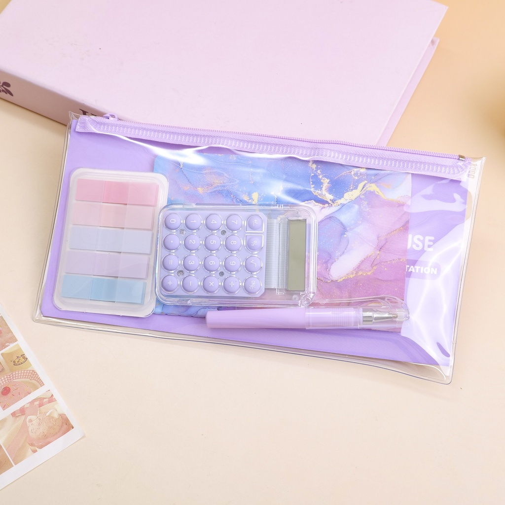 Purple Calculator Stationery 4 PCS Set