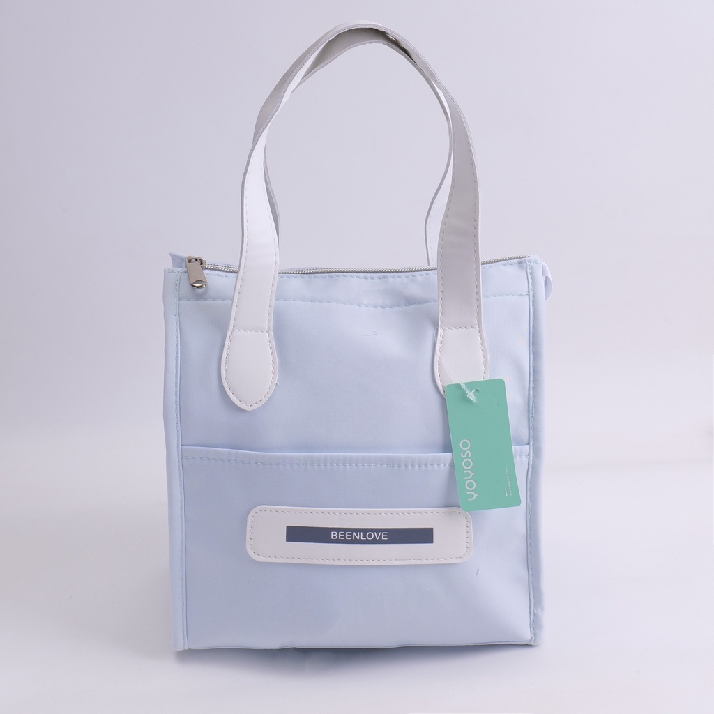 Smiley compact lunch bag - blue