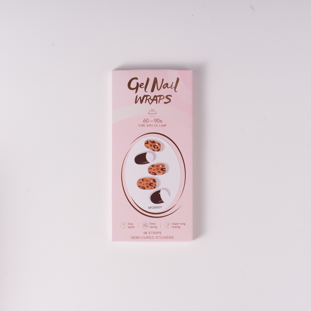 Leopard Print Patchwork Gel Nail Stickers (UV Lamp Required)