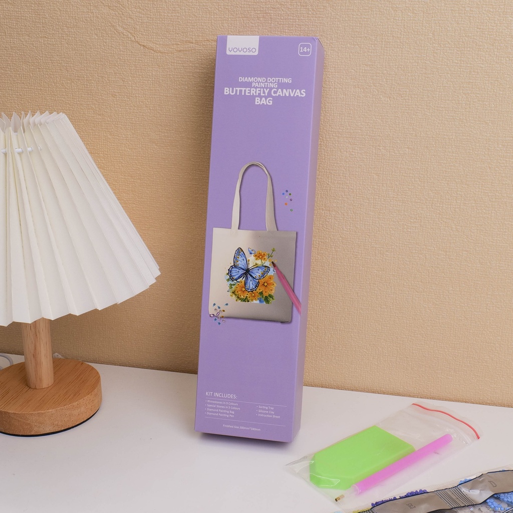 Diamond Dotting Painting- Butterfly Canvas Bag