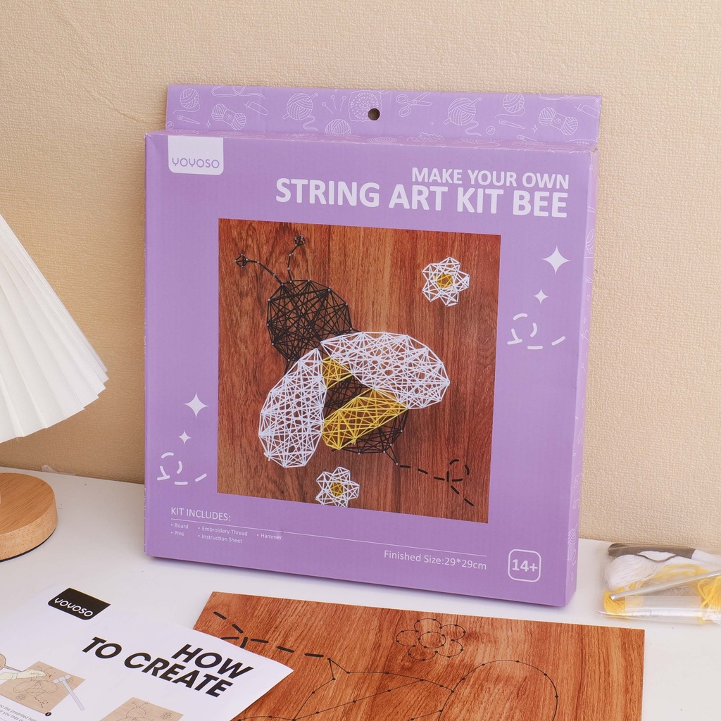 DIY Wooden Board Nail Painting - Bee