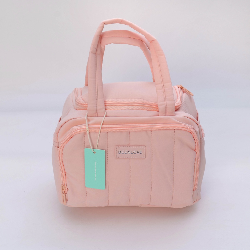 Cloud-Pattern Square Lunch Bag - Pink