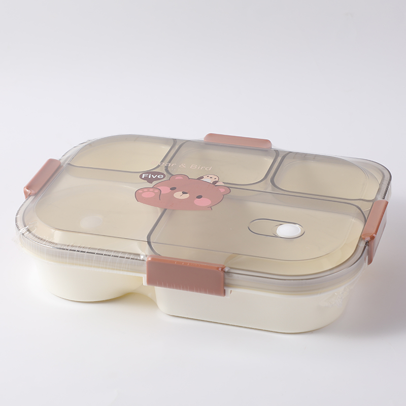 Rectangular lunch box with five compartm