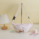 Dachshund Series - Embroidered Puppy Sport Waist Bag - White