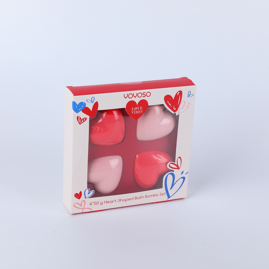 4*50G Heart-Shaped Bath Bombs Set