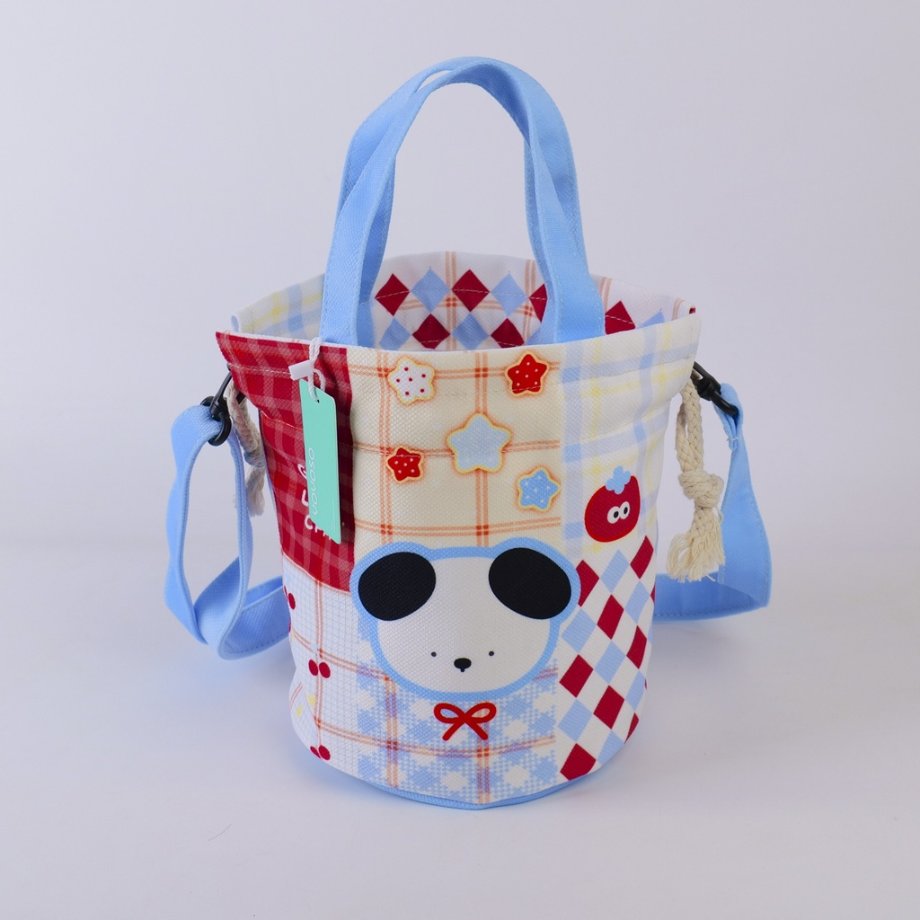 Bowtie Dog Drawstring Bucket Bag
