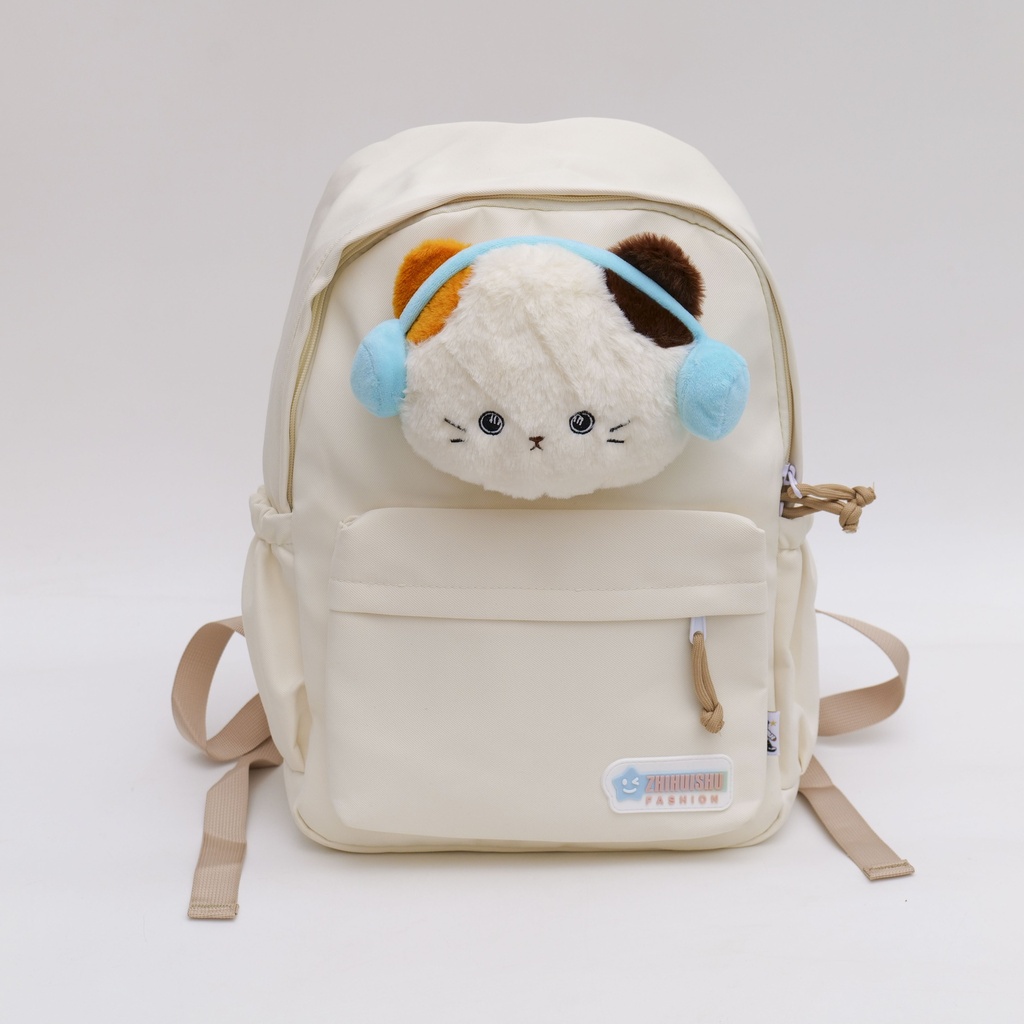 Cartoon Head Kids' Backpack - White