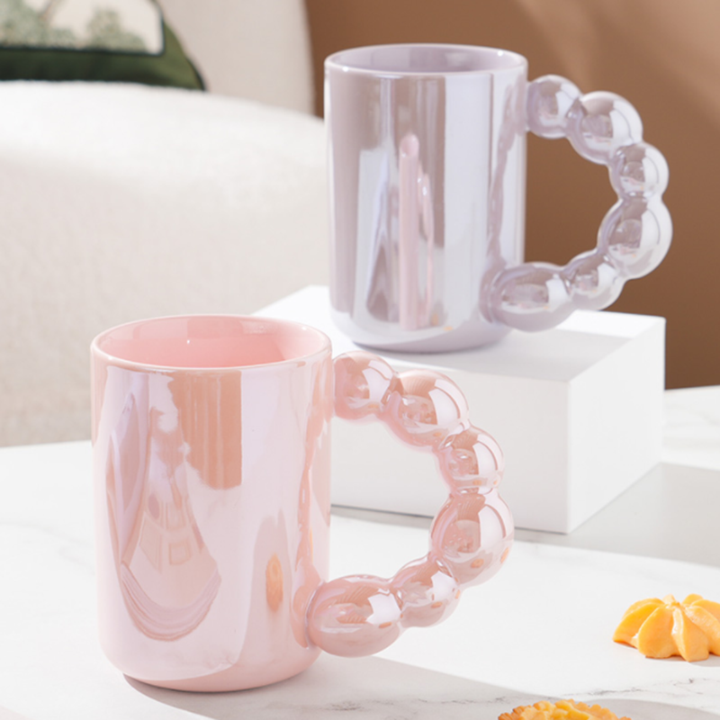 Pearl large handle ceramic cup -390ml