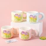 Tulip flower ceramic cup-450ml