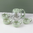 Light luxury glass teapot set-green