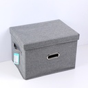 Cotton and linen storage box with lid-S
