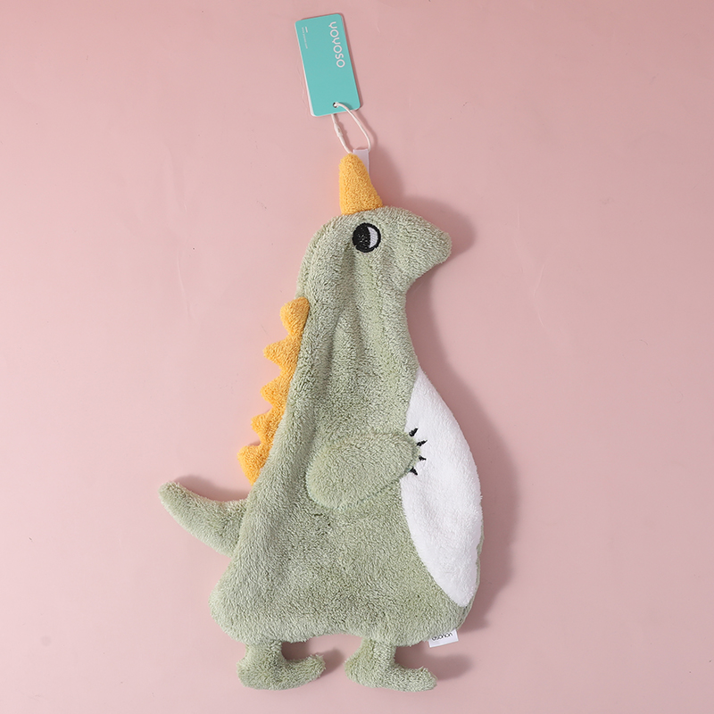 Green dinosaur hand towel