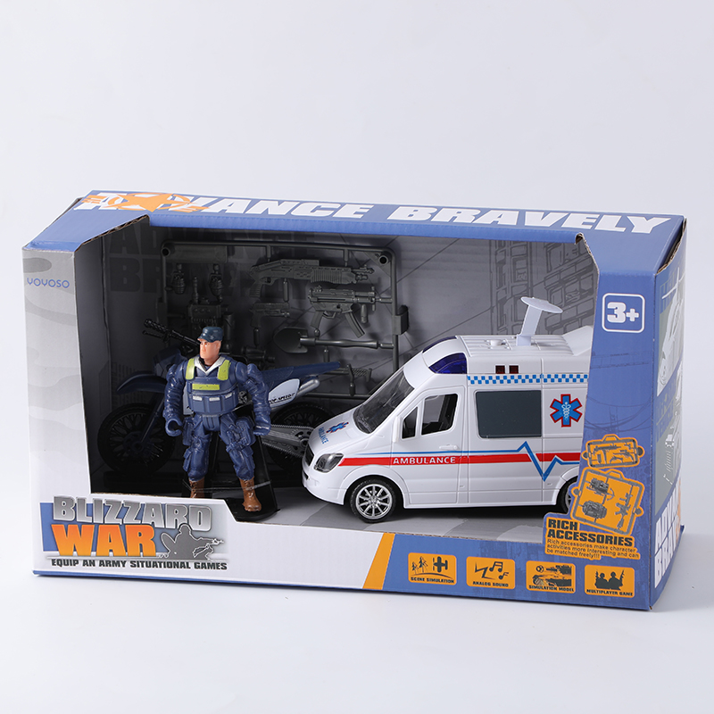 Police toy set pull-back vehicle with li