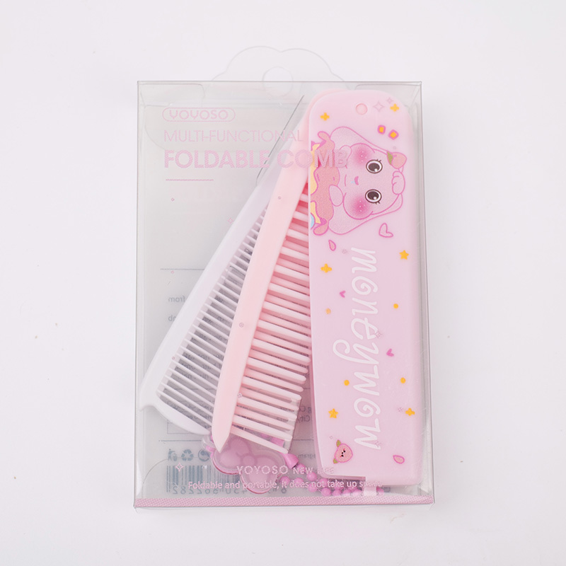 Multi-functional foldable comb-pink
