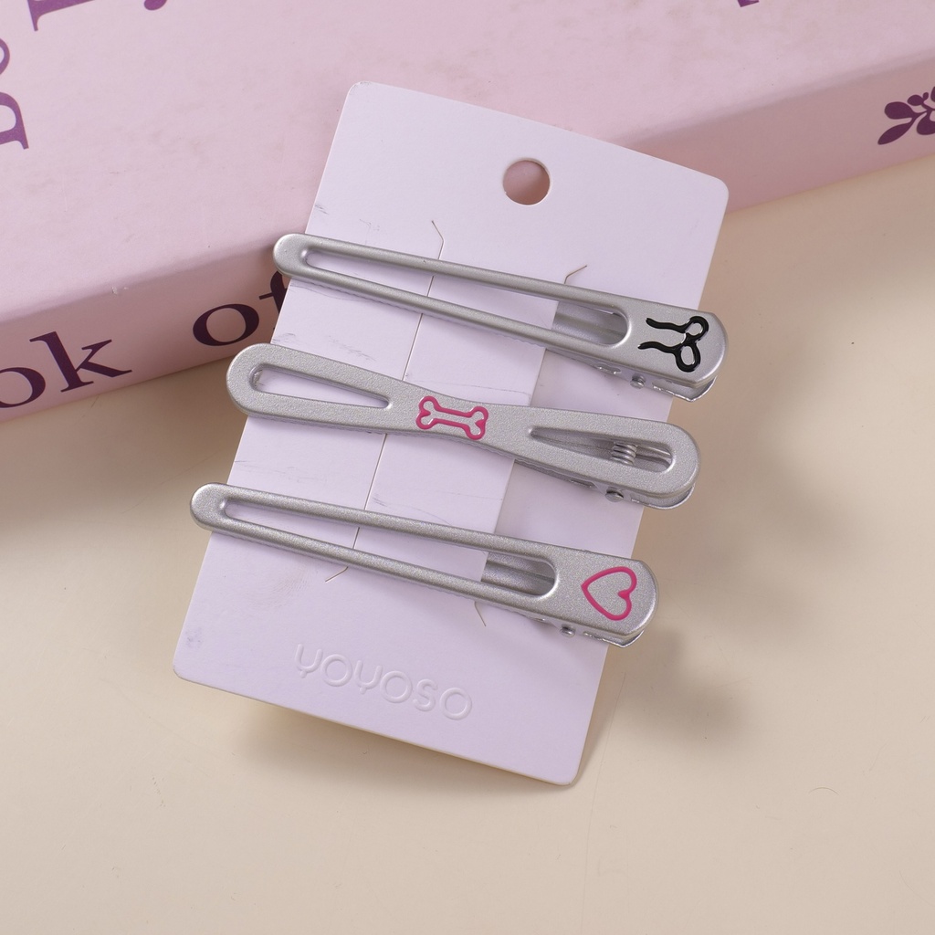 Silver Hair Clip Set 003-3pcs