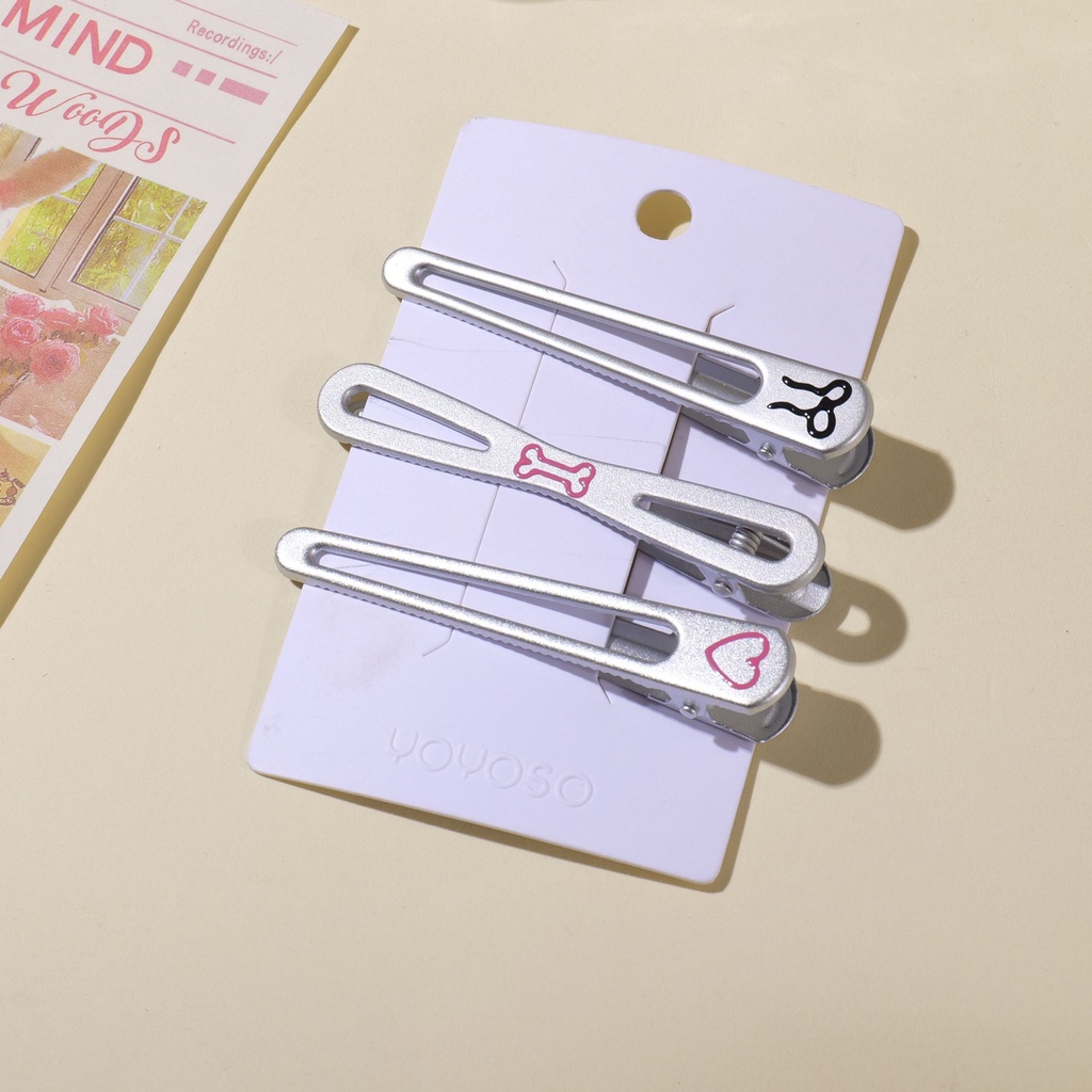 Silver Hair Clip Set 004-3pcs
