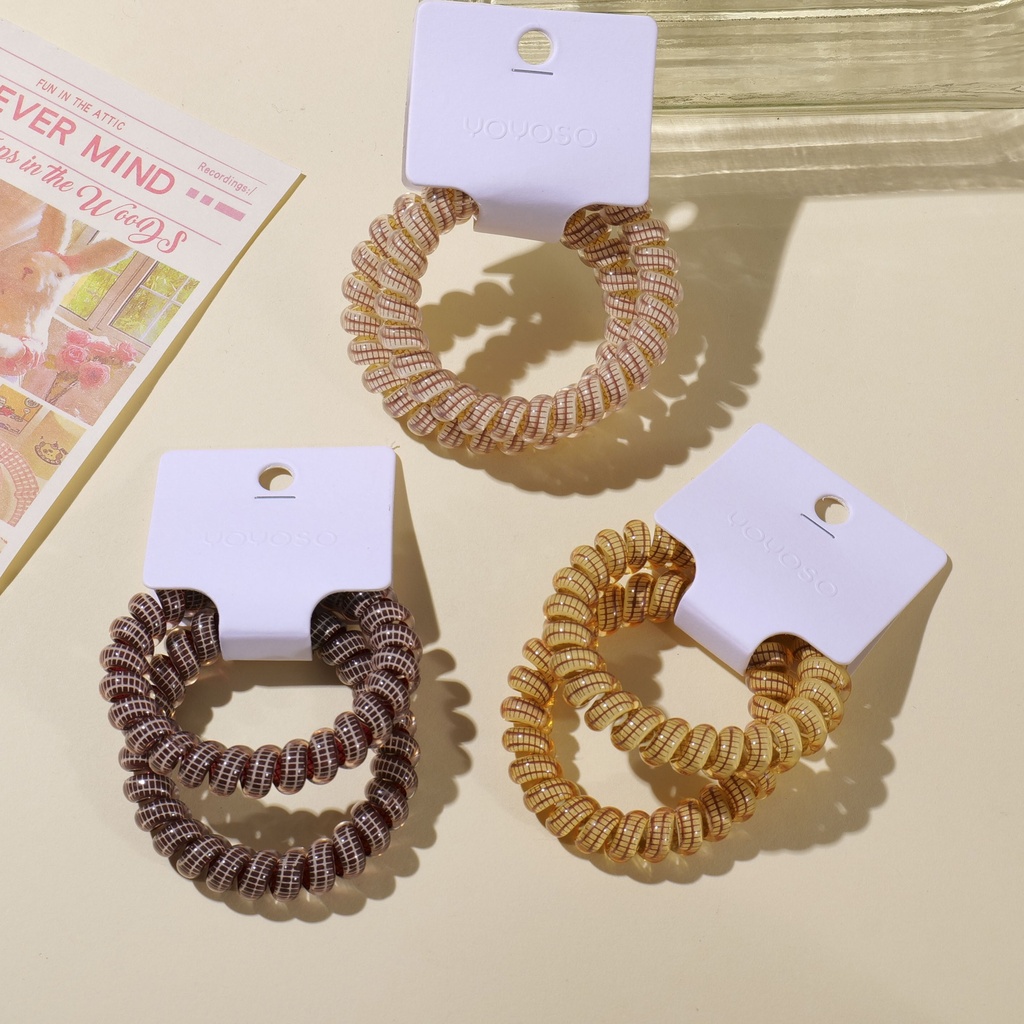Plaid Bracelet Spiral Hair Ties - 2pcs