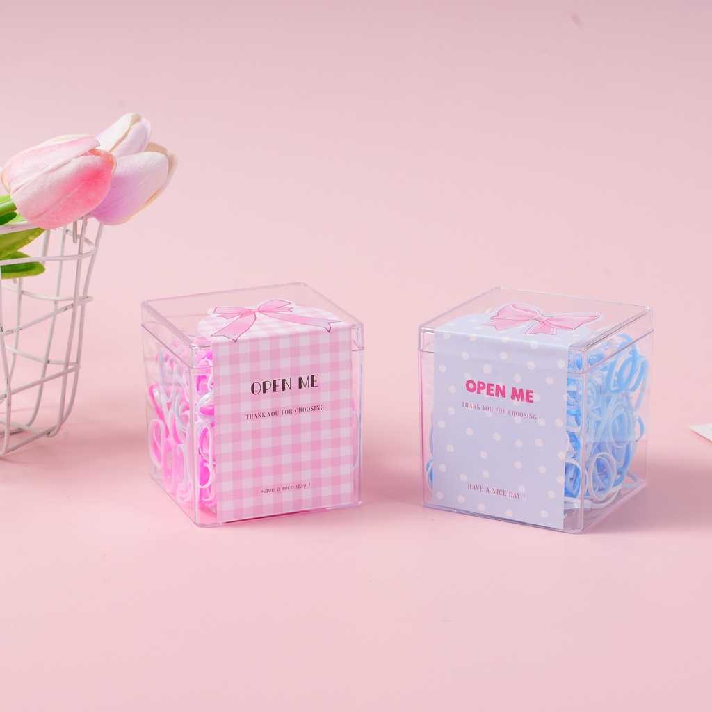 Large Square Box Disposable Hair Ties