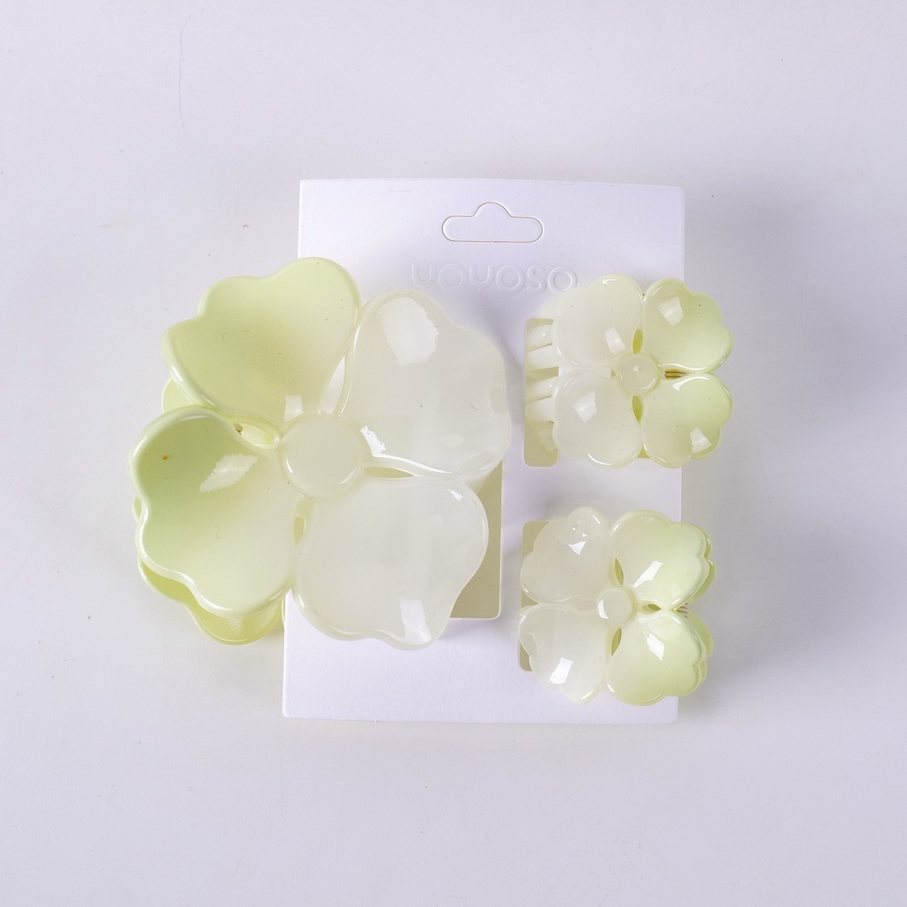 Plumeria Claw Clip 3-Piece Set – Yellow