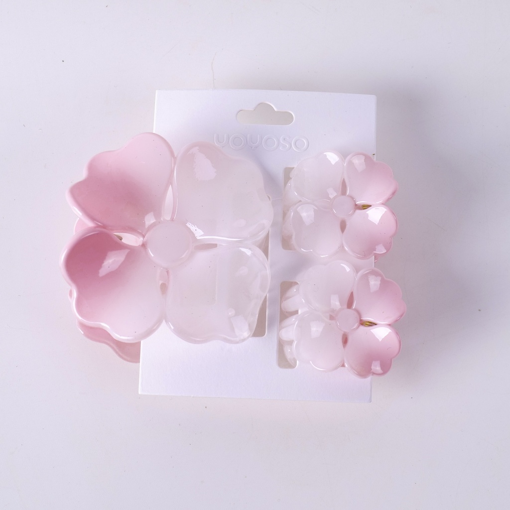 Plumeria Claw Clip 3-Piece Set – Pink