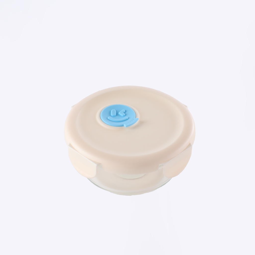 Small Round Glass Food Storage Bowl 380ml - White